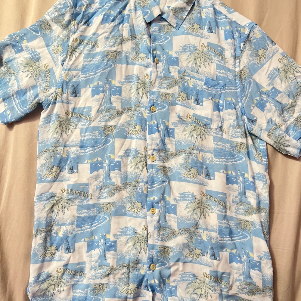 All‎ Saints Blue and White Casual Button Down Shirt